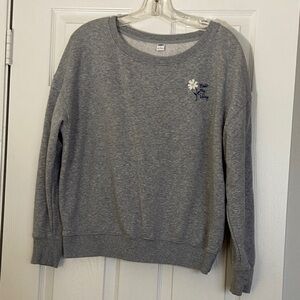 Old Navy Gray Crew Neck Sweater with Embroidered Detail